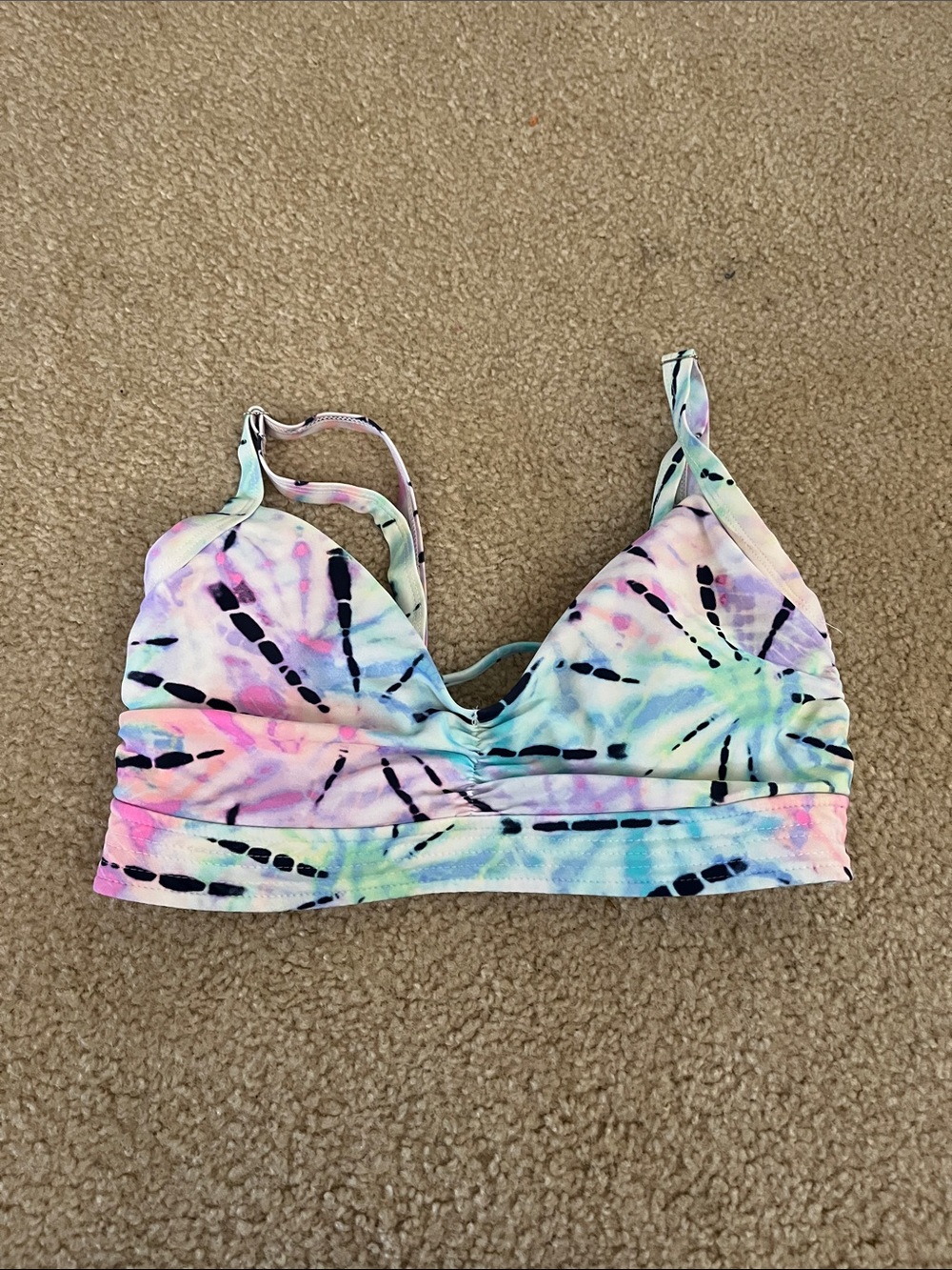 Tie-Dye Pastel Bikini Top - Pastel Multicolor